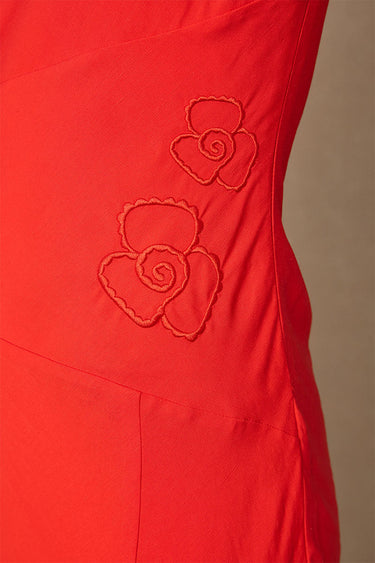 MØN RENN REVERIE MIDI DRESS - SIREN RED - STUDIO JO STORE